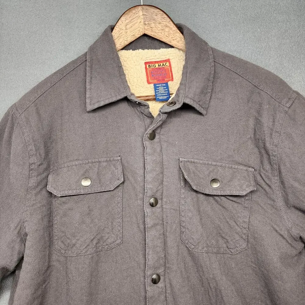 Vintage Big Mac Jacket Shacket Mens Medium Sherpa Lined Snap JC Penney Workwear